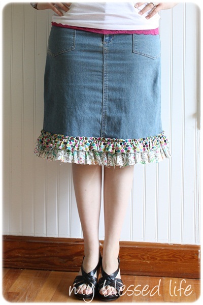Ruffled Denim Skirt