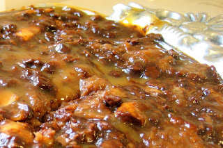 Warm Chocolate Bread Pudding with Turtle Topping