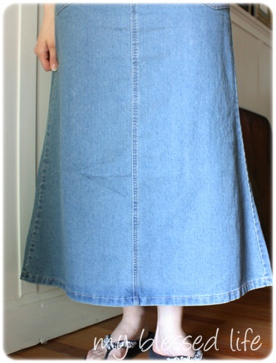 mid calf length denim skirts