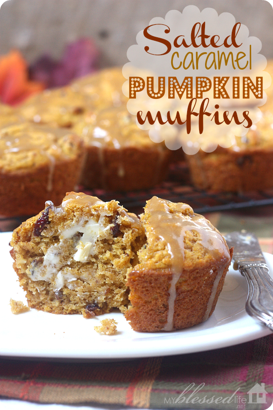 Salted Caramel Pumpkin Muffins | MyBlessedLife.net