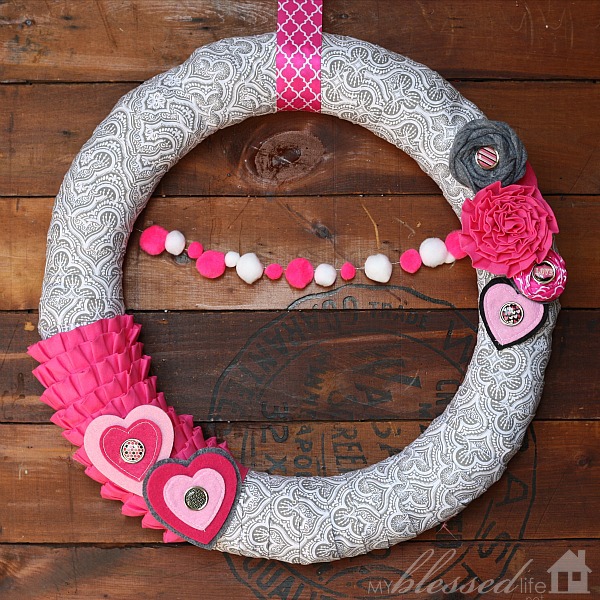 Valentine Wreath {Pink & Gray}
