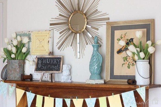 spring mantel decor