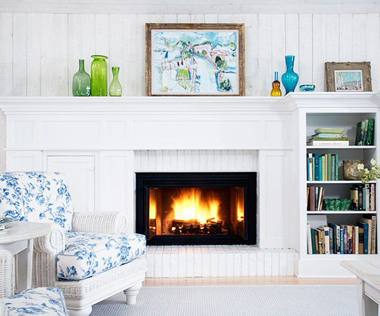 11 Brick Fireplace Makeovers My, White Brick Fireplace With Bookshelves