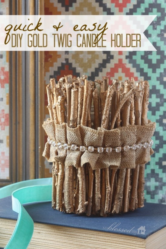 Easy DIY Gold Twig Candle Holder | MyBlessedLife.net