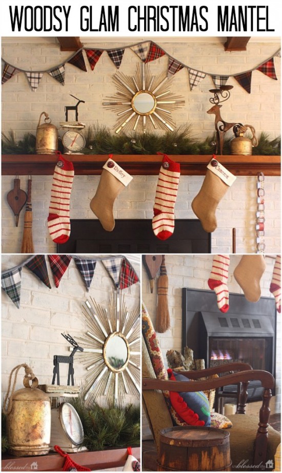 Woodsy Glam Christmas Mantel | MyBlessedLife.net