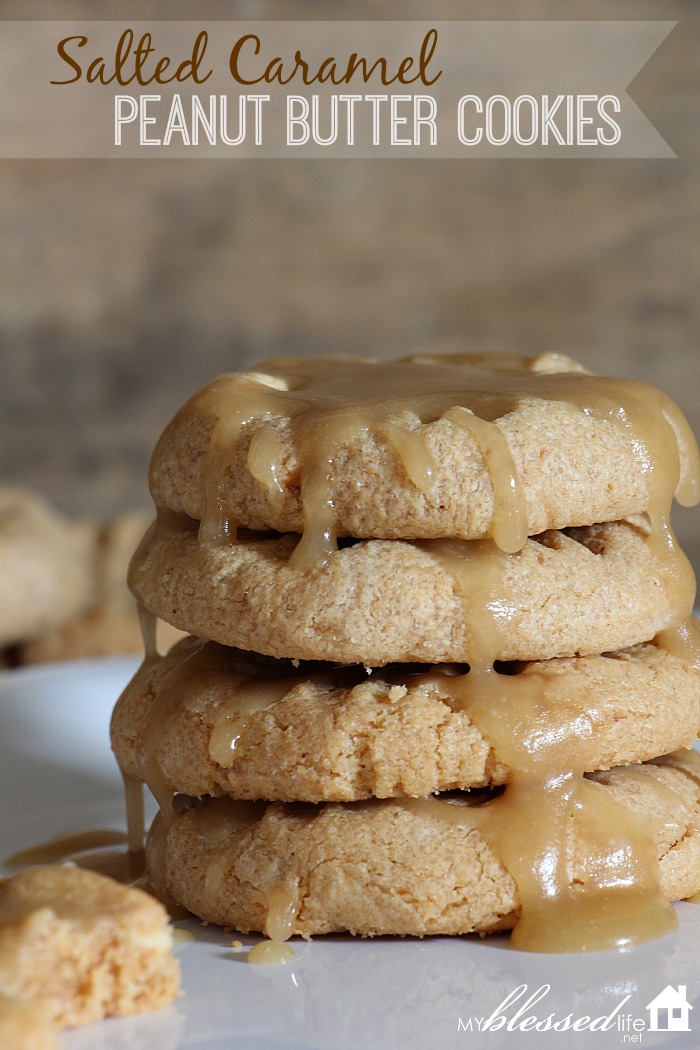 Salted Caramel Peanut Butter Cookies with 3 Ingredients! So easy!  | MyBlessedLife.net
