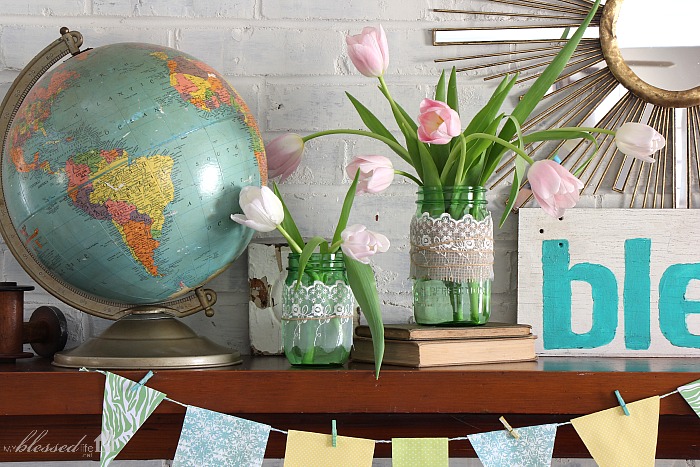 Beautiful Spring Mantel | MyBlessedLife.net