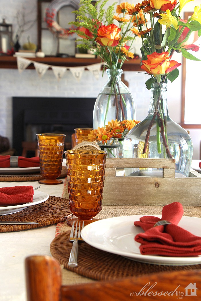 Simple Layered Fall Tablescape | MyBlessedLife.net