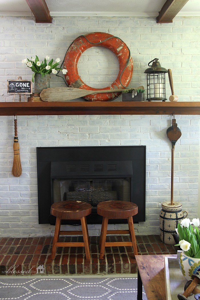 mantel summer decor simple mantle fireplace decorating mantels lake decorations things mantles nautical myblessedlife decoration fire coastal orderly anyway happier